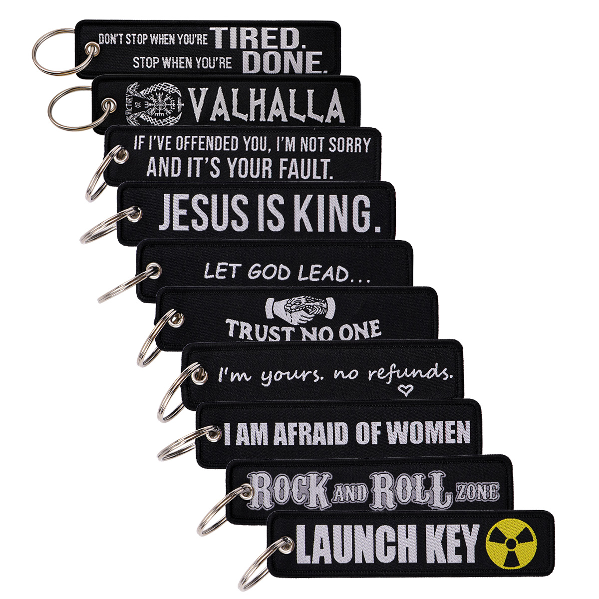 Car Accessories Quotation - Czarny haftowany brelok do kluczy Rock